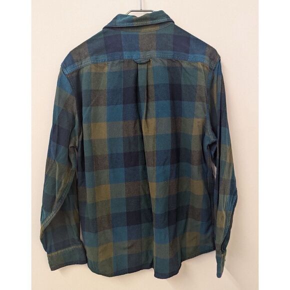 Mens Eddie Bauer Flannel Plaid Shirt Size Large Blue Green - Picture 2 of 9
